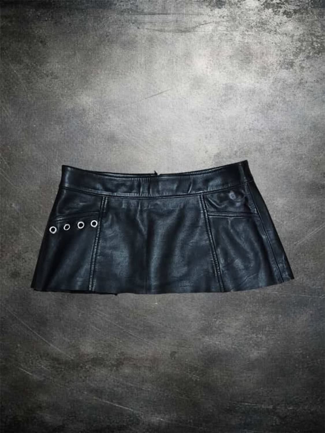 [Custom] Cutted leather mini skirt 상품이미지1