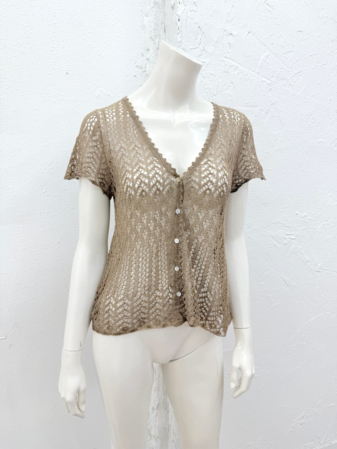 빈티지 브라운 뜨개 레이어드 니트 가디건 상품이미지1