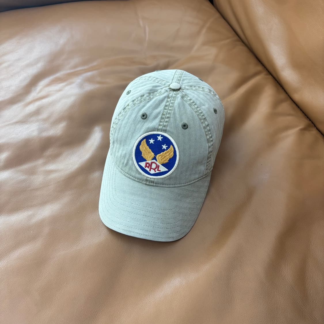 RRL 더블알엘 랄프로렌 폴로 윙로고 6패널 볼캡 모자 워시드 카키 상품이미지1