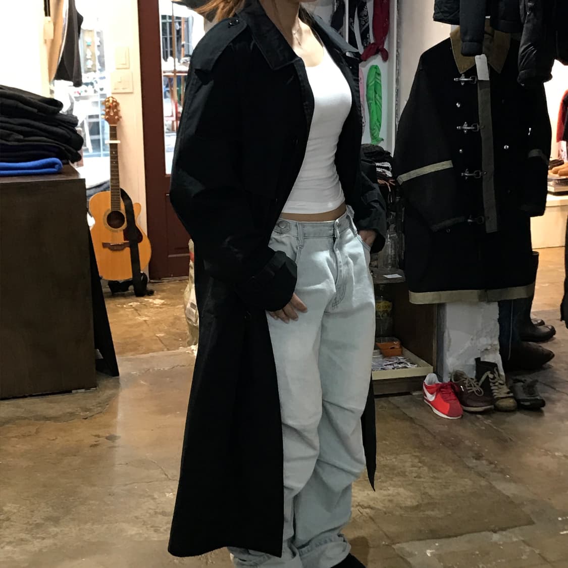 런던 포그 블랙 맥시 롱 트렌치코트 남성 102 105 여성 오버핏 상품이미지10