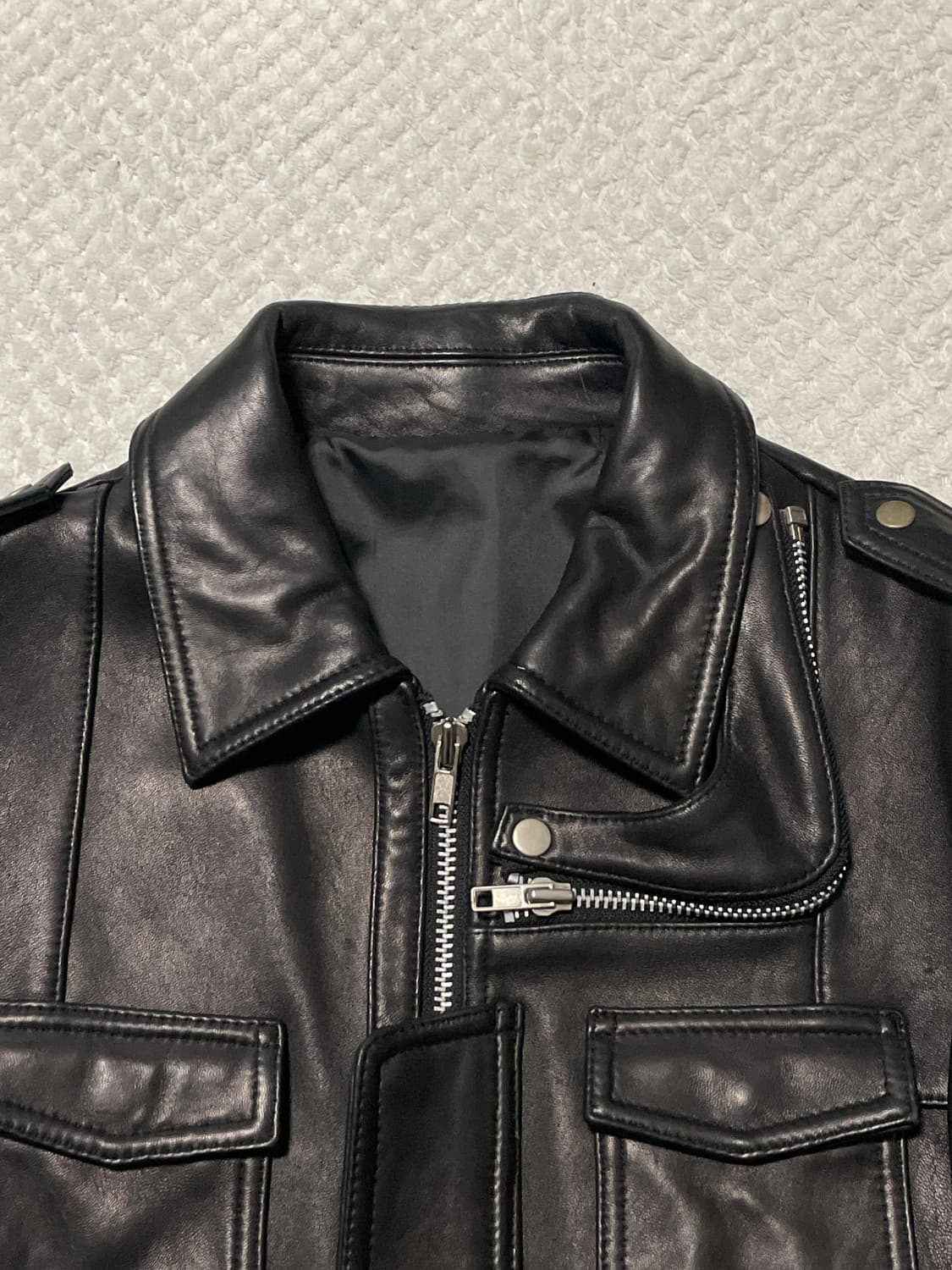 광희시장 웨스턴 무드 램스킨 양가죽 포켓 레더 자켓 상품이미지5