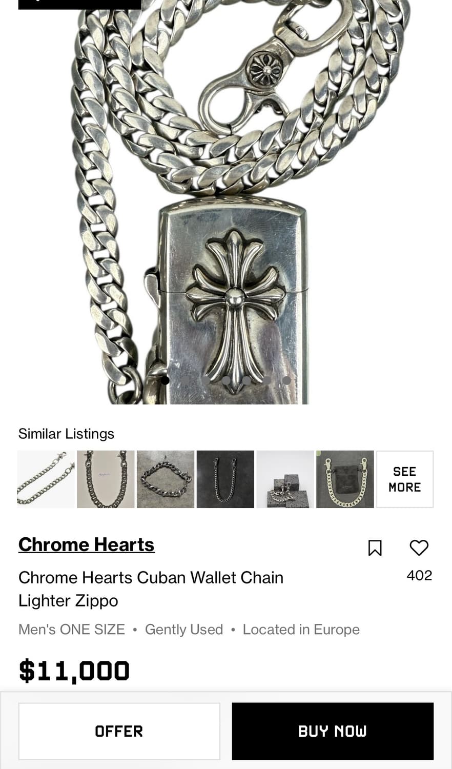 크롬하츠 지포라이터 쿠반 월렛체인 롱 상품이미지5