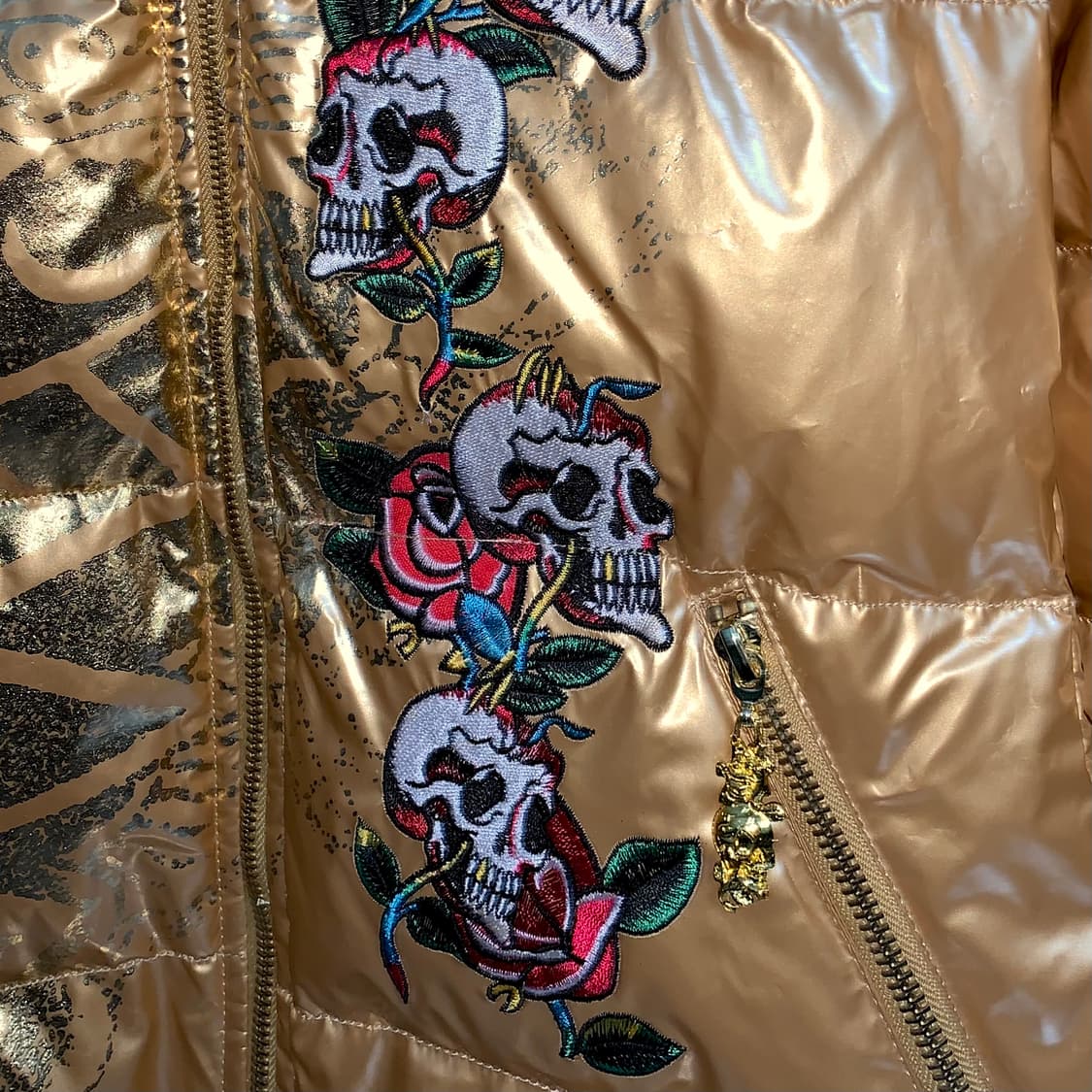 2000s 에드하디 골드 패치 패딩 코트 상품이미지3