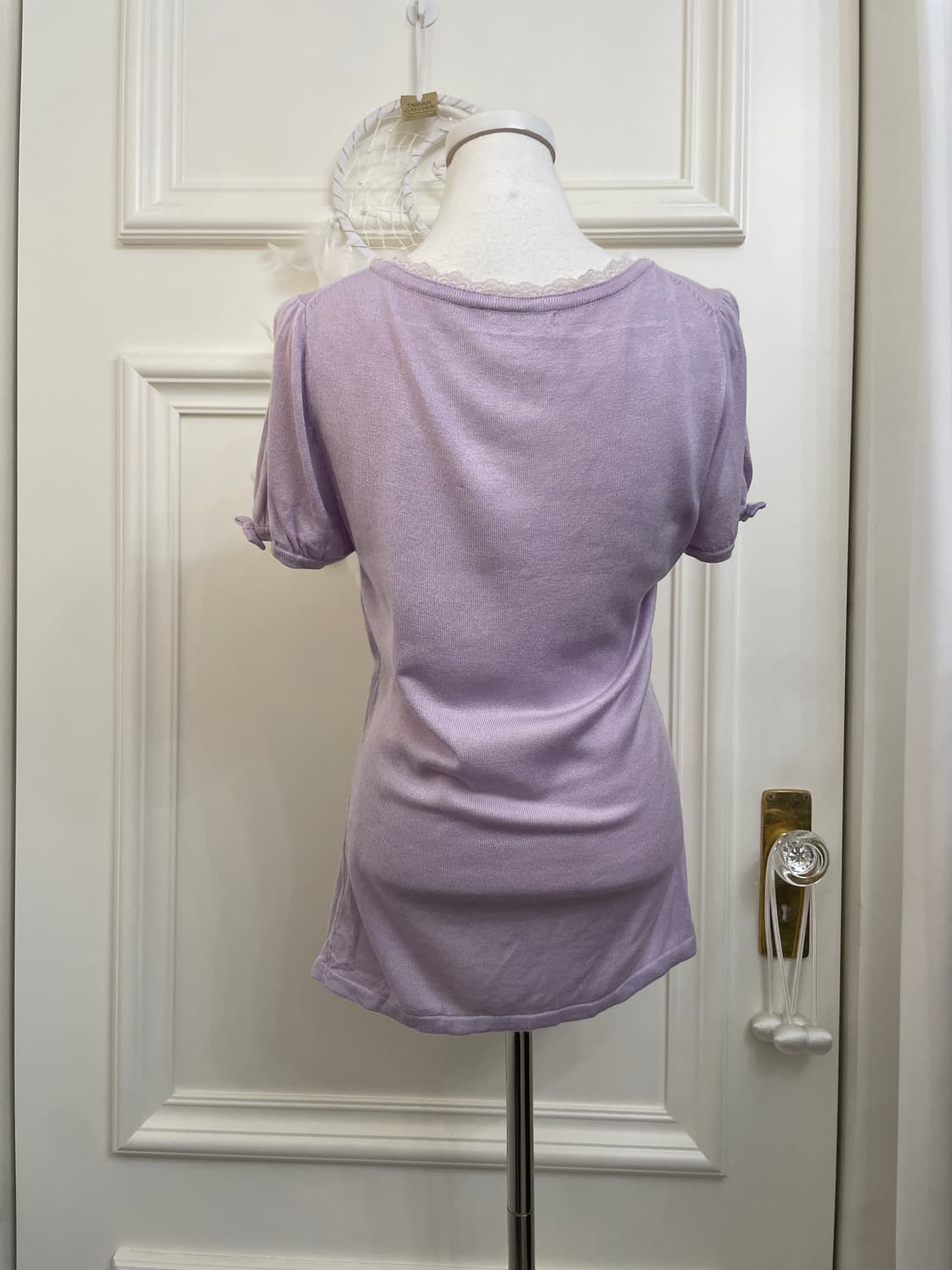 lavender lace bow point knit top(size-M) 상품이미지3