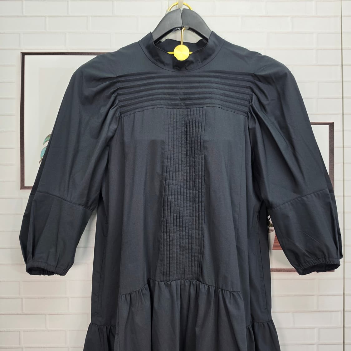 주크 쥬크 퍼프 소매 루즈핏 셔링 롱원피스 드레스 55사이즈 새상품급 상품이미지2