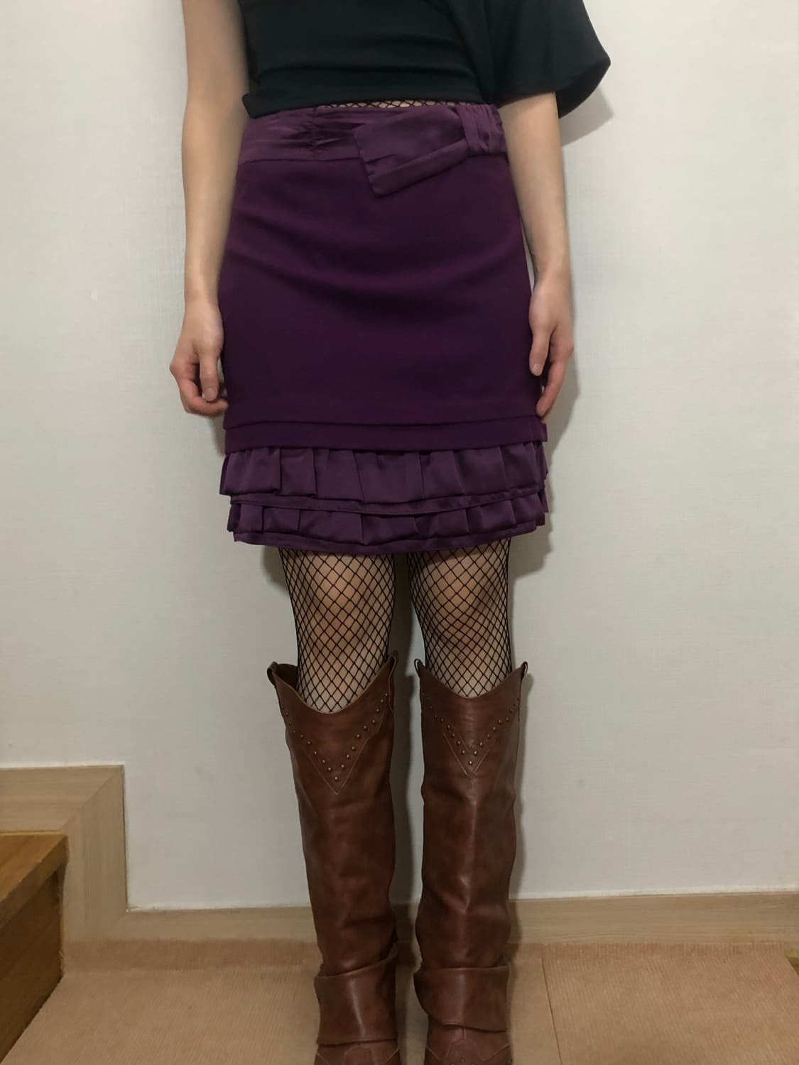 빈티지 퍼플 리본 프릴 스커트 상품이미지6