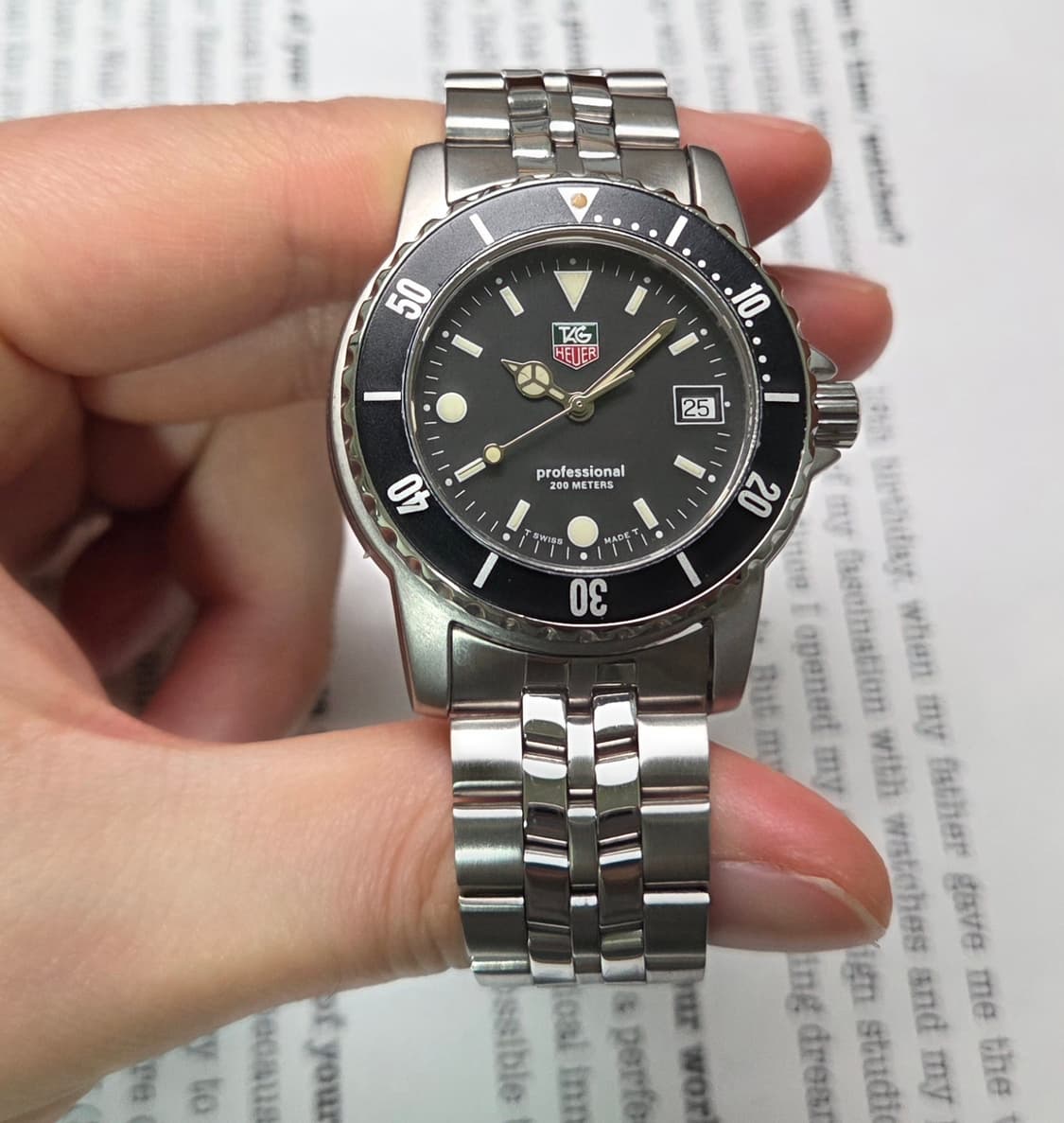 레어] 빈티지 태그호이어 프로페셔널 1500 블랙 태그섭 벤츠핸즈 쿼츠  상품이미지2