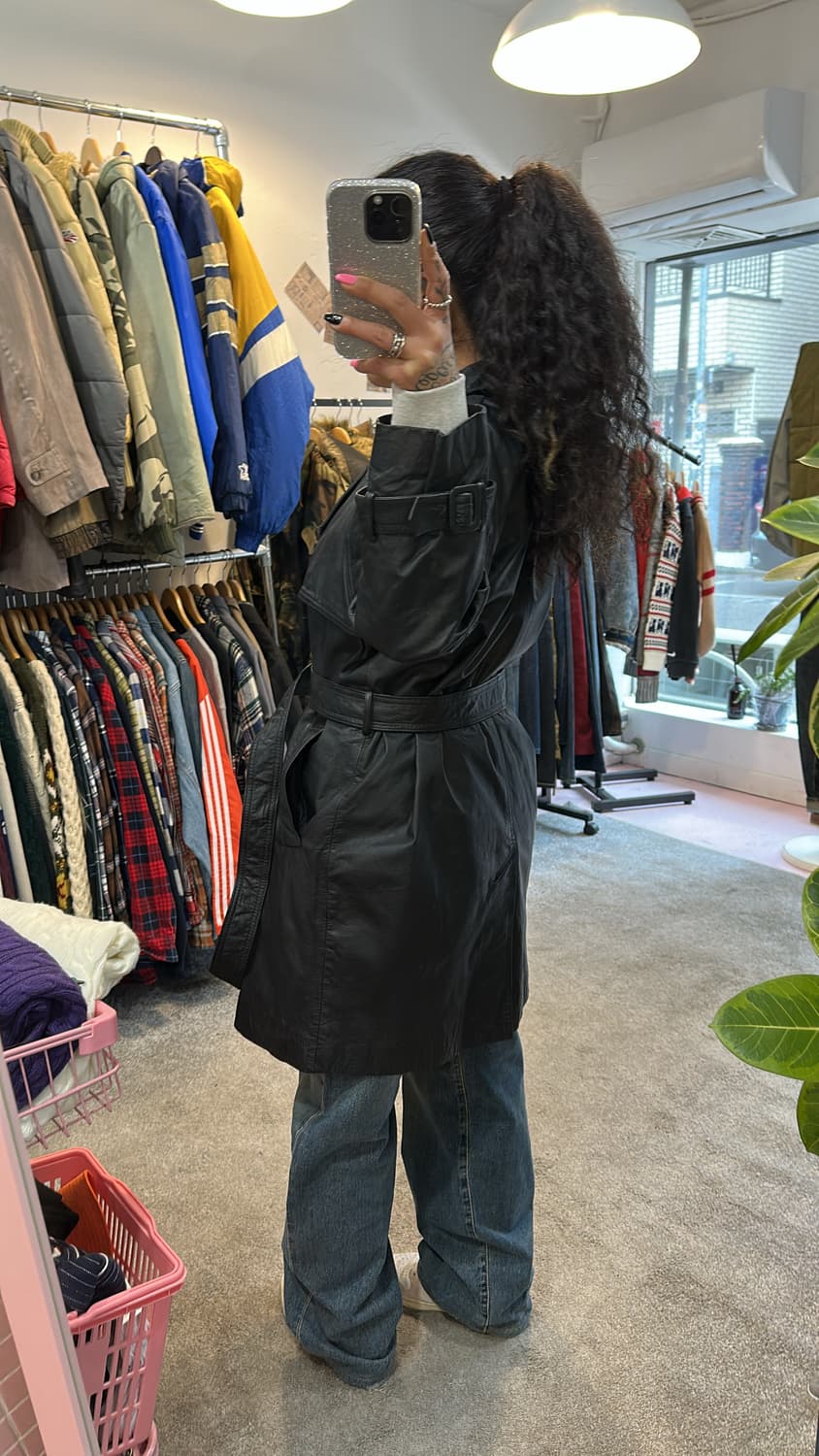 Mia Carna 빈티지 소가죽 트렌치 코트 자켓L 상품이미지10