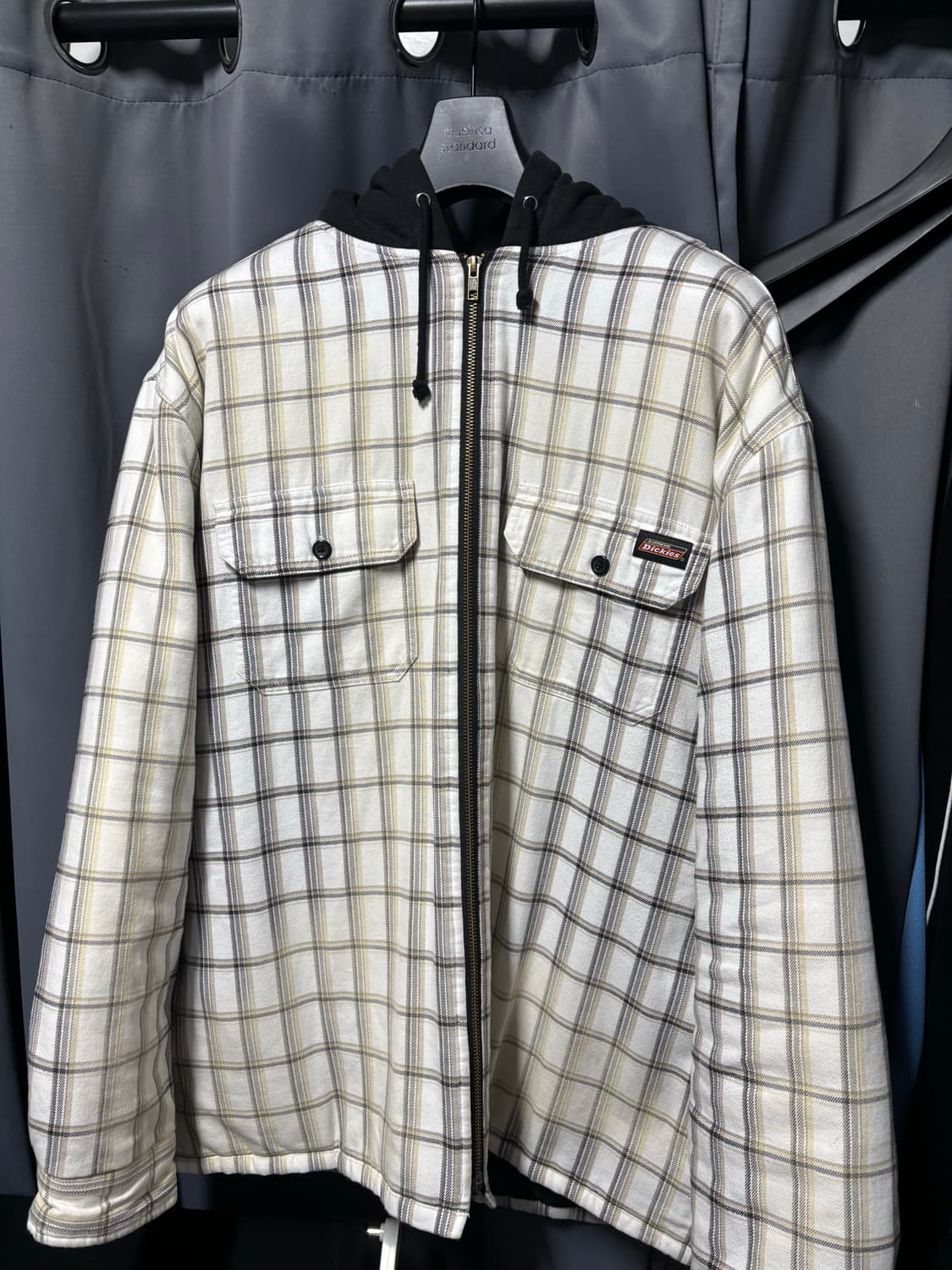 [L] 23fw 슈프림 디키즈 플레이드 후드집업 셔츠 화이트 상품이미지2