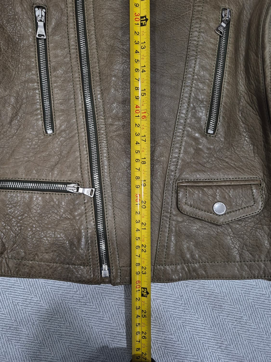닐바렛 양가죽 브라운 레더  바이커 자켓 남성 90~95사이즈 상품이미지10
