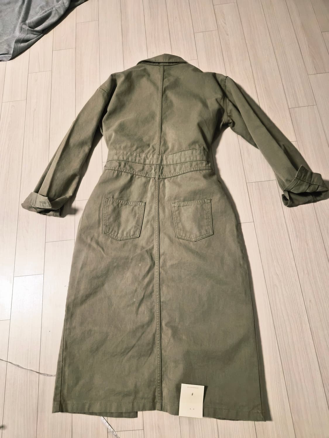 세련된 카키 코튼 롱 원피스 / 자켓 겸용 (허리라인 조절 가능) 상품이미지4