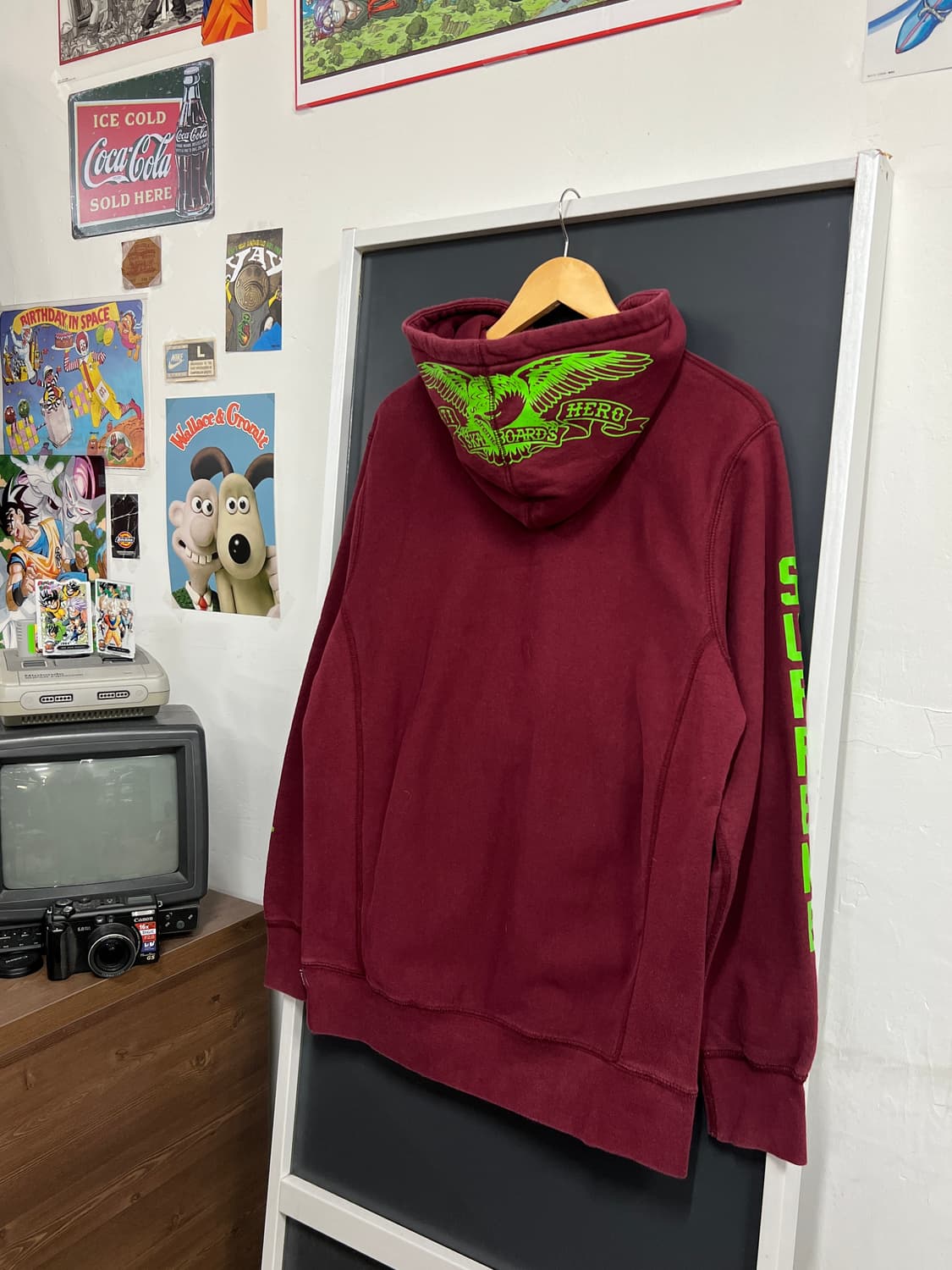 16ss Supreme 슈프림 안티히어로 버건디 기모 풀오버 후드티 상품이미지10