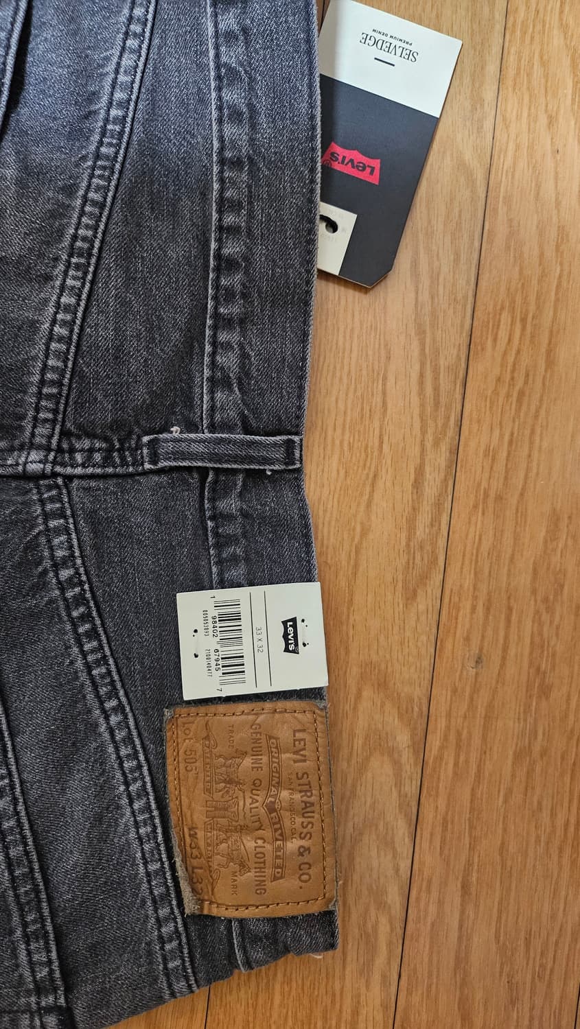 리바이스 505 블랙 셀비지 33x32 상품이미지4