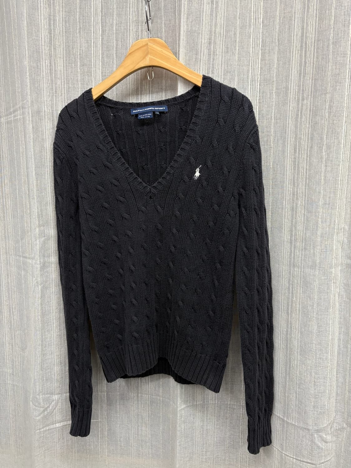 폴로 랄프로렌 케이블 니트 코튼 브이넥 스웨터 상품이미지2
