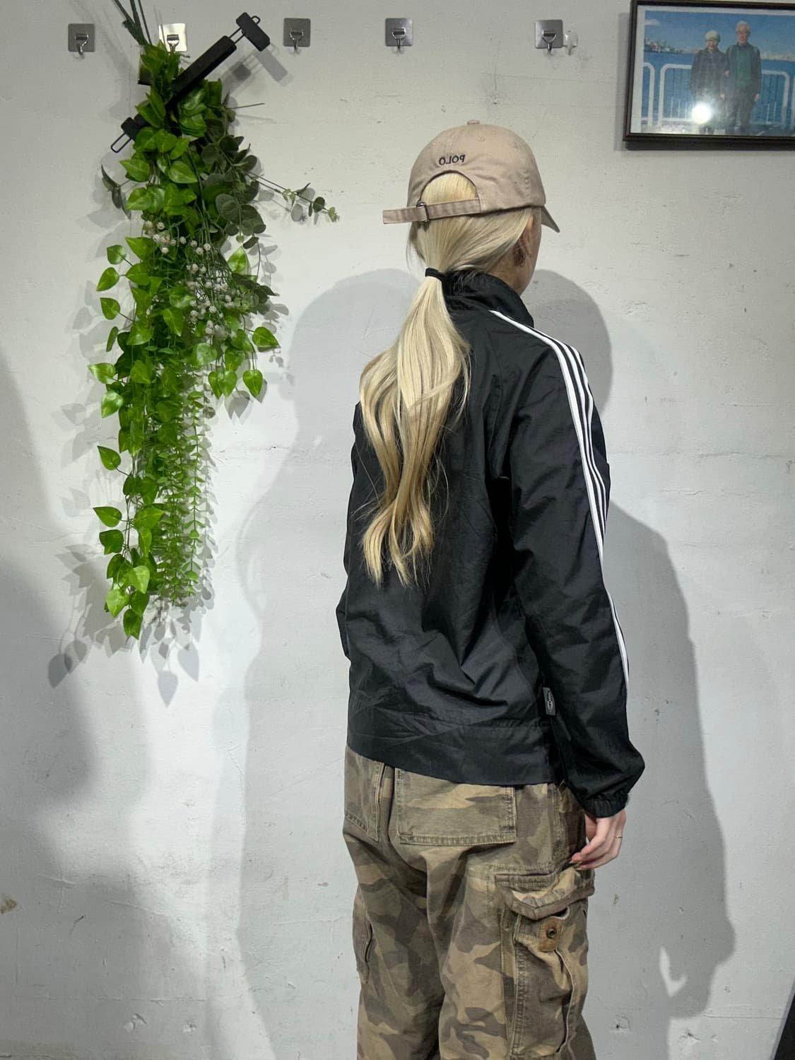 아디다스 블랙 00s 고프코어 화이트 삼선 바람막이 자켓 M 상품이미지3