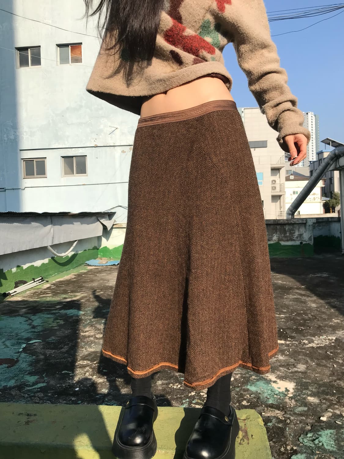 골븐 브라운 스커트 상품이미지1