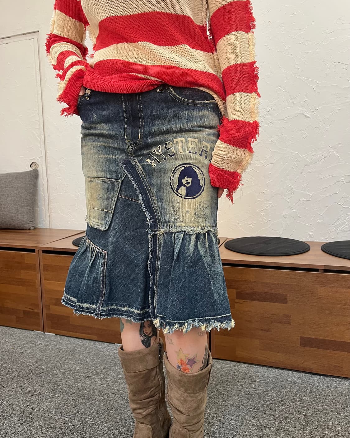 히스테릭 글래머 y2k 서클걸 데님 플레어 스커트 상품이미지10