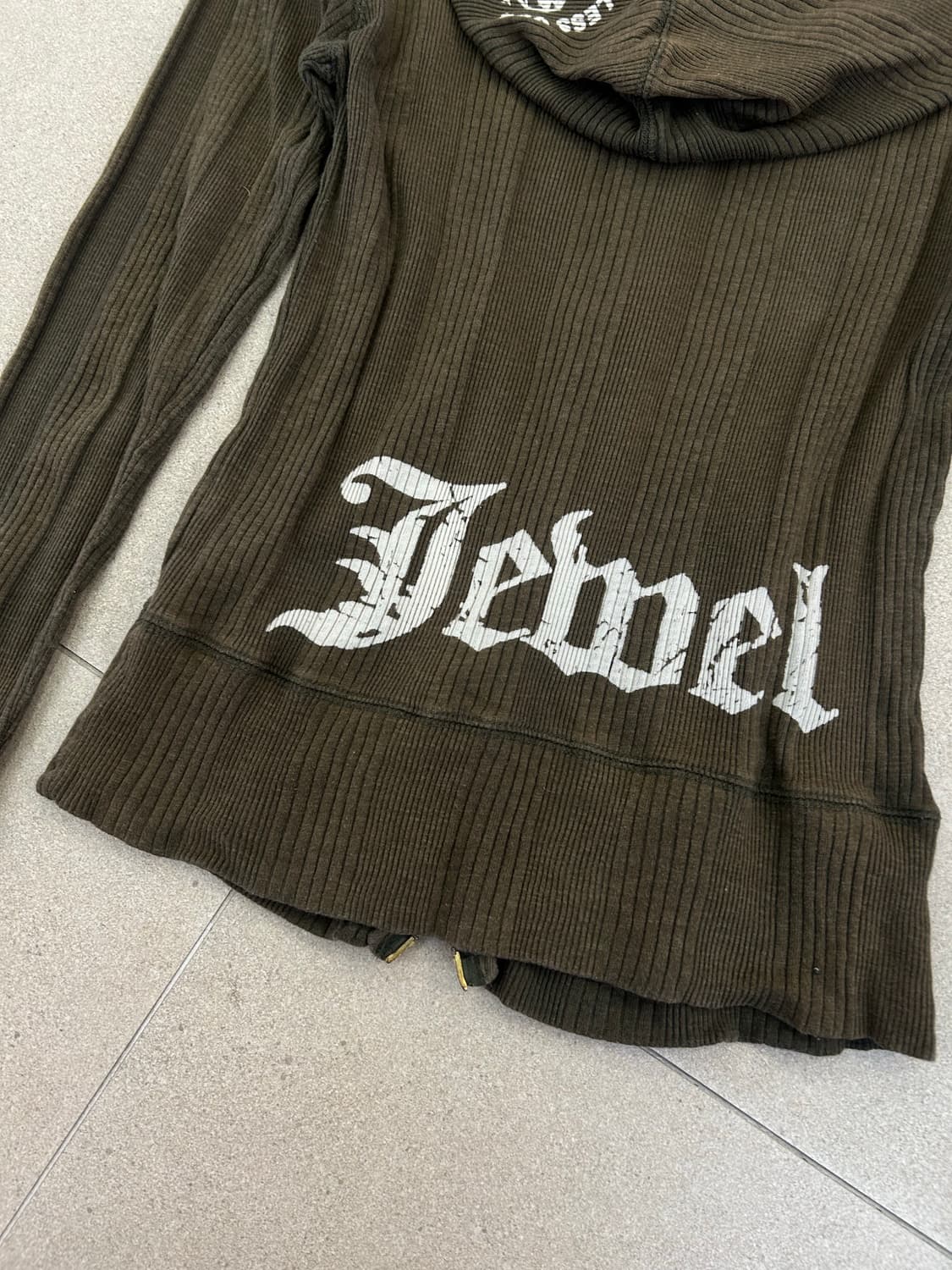 y2k 카키 골지 후드집업 상품이미지4
