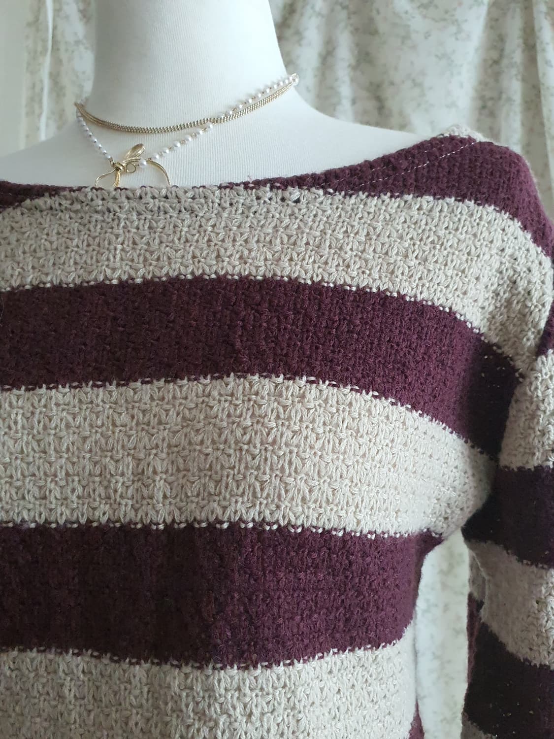 [모리걸] 줄무늬 니트 티셔츠 / 스트라이프 니트 탑 상품이미지3