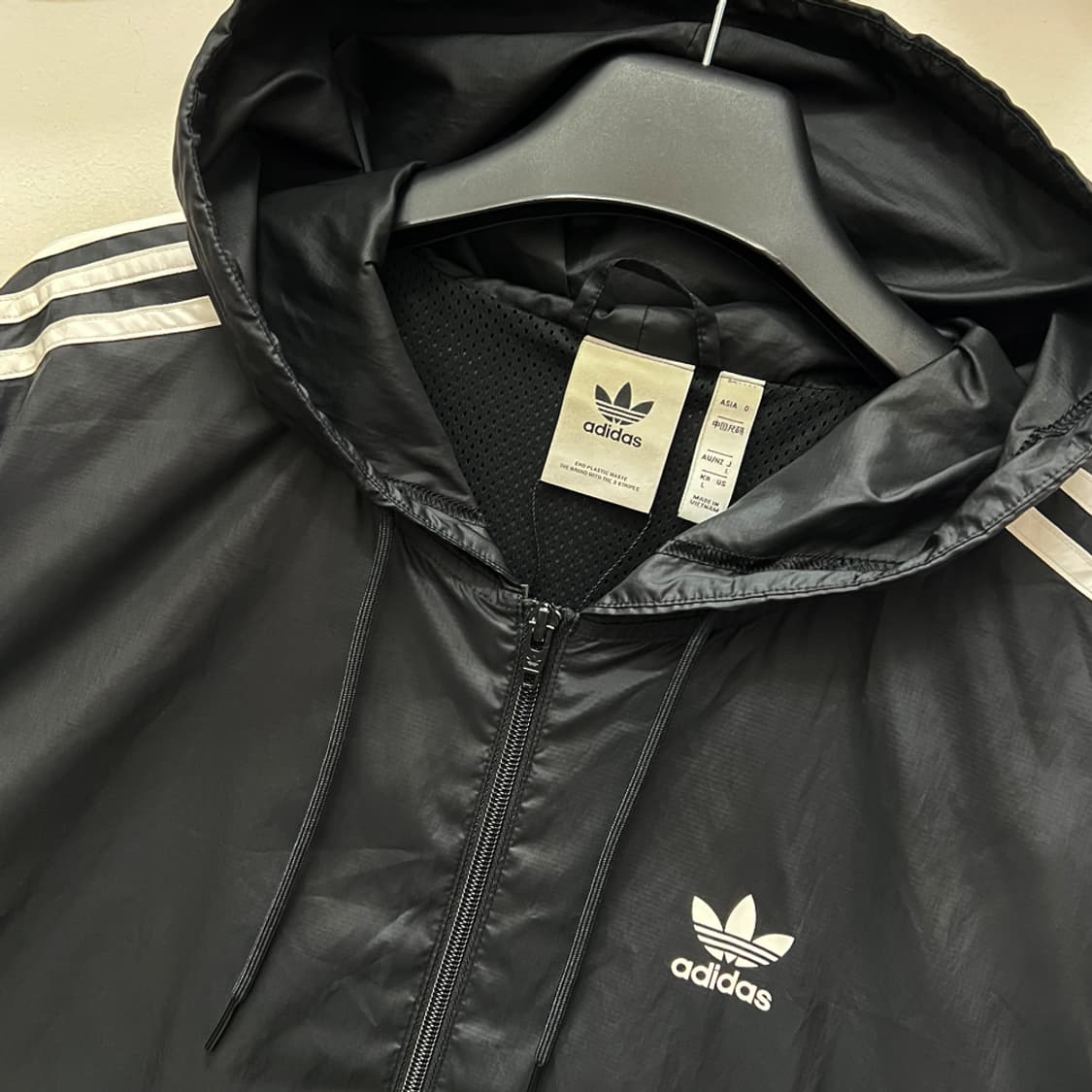 아디다스 3 스트라이프 우븐 빅로고 바람막이 자켓 L 상품이미지4