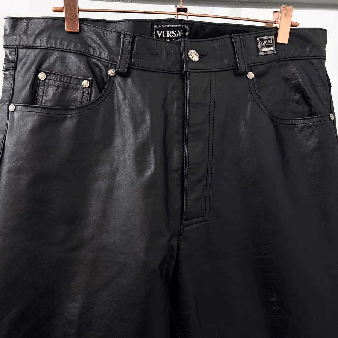 베르사체 아카이브 카우하이드 레더 팬츠 상품이미지6