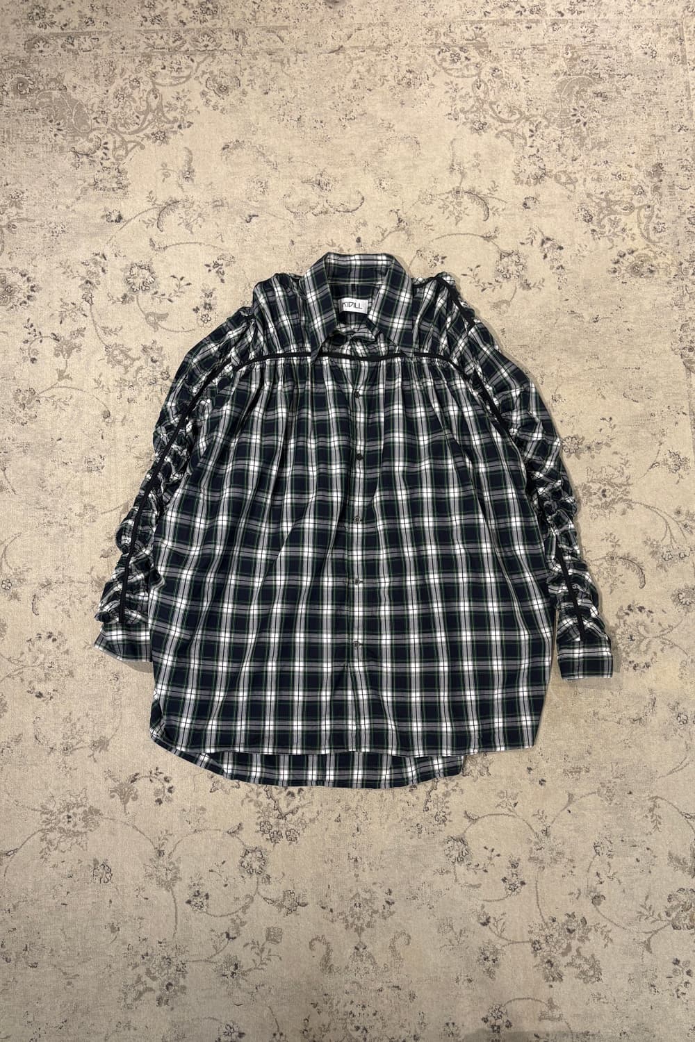 KIDILL Ruched Plaid Oversized Shirt 상품이미지5