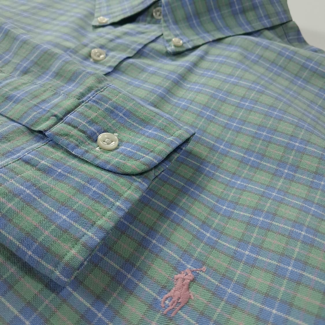 CK306 2XB 폴로 90s 스몰플래드체크 핑크포니 셔츠 남방 상품이미지4