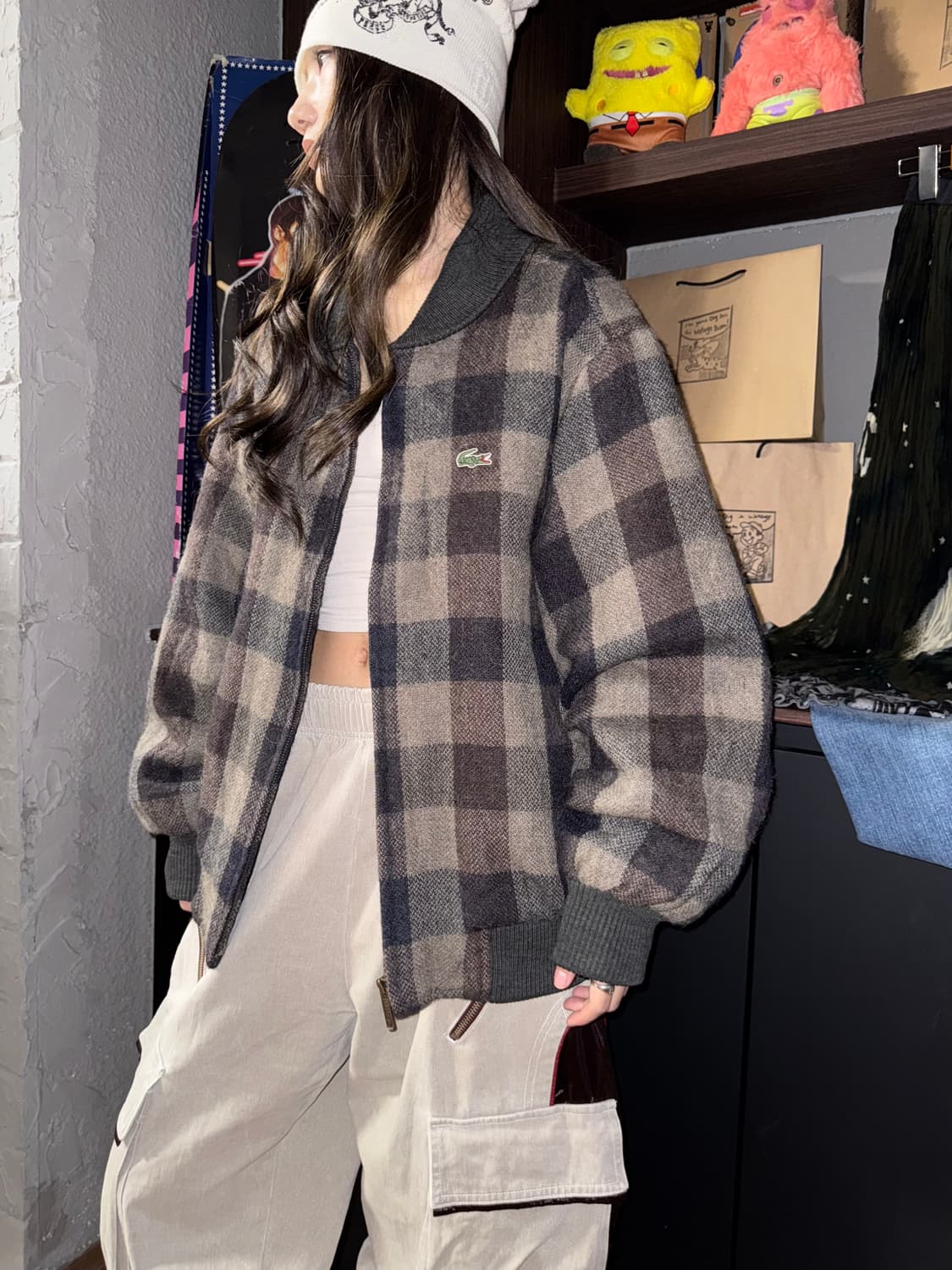 Lacoste 라코스테 모직 체크 블루종 상품이미지1