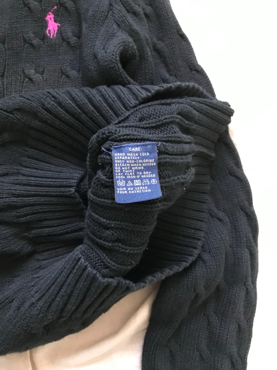 폴로 랄프로렌 포니 로고 브이넥 케이블 니트 상품이미지8