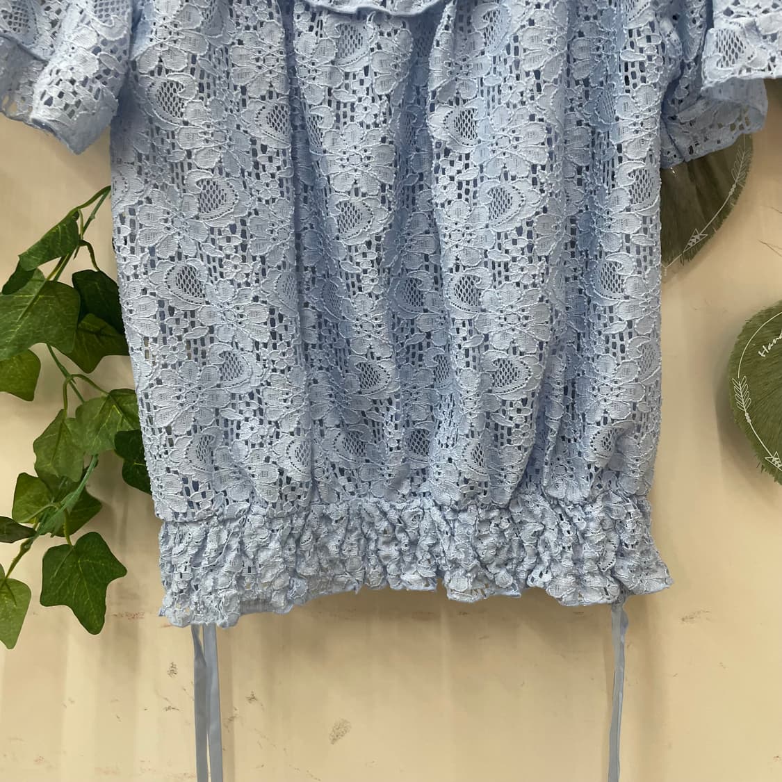 엑시즈팜 풀 레이스 하늘 반팔 블라우스 상품이미지3