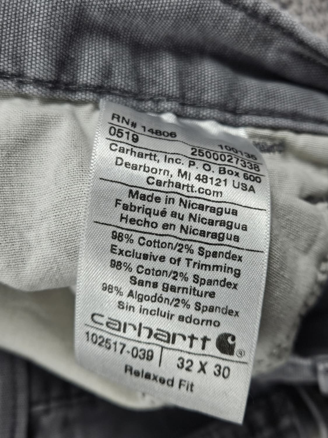 칼하트 코튼 캔버스 카펜터 워크 팬츠 ( 32X30 ) / 10515 상품이미지7