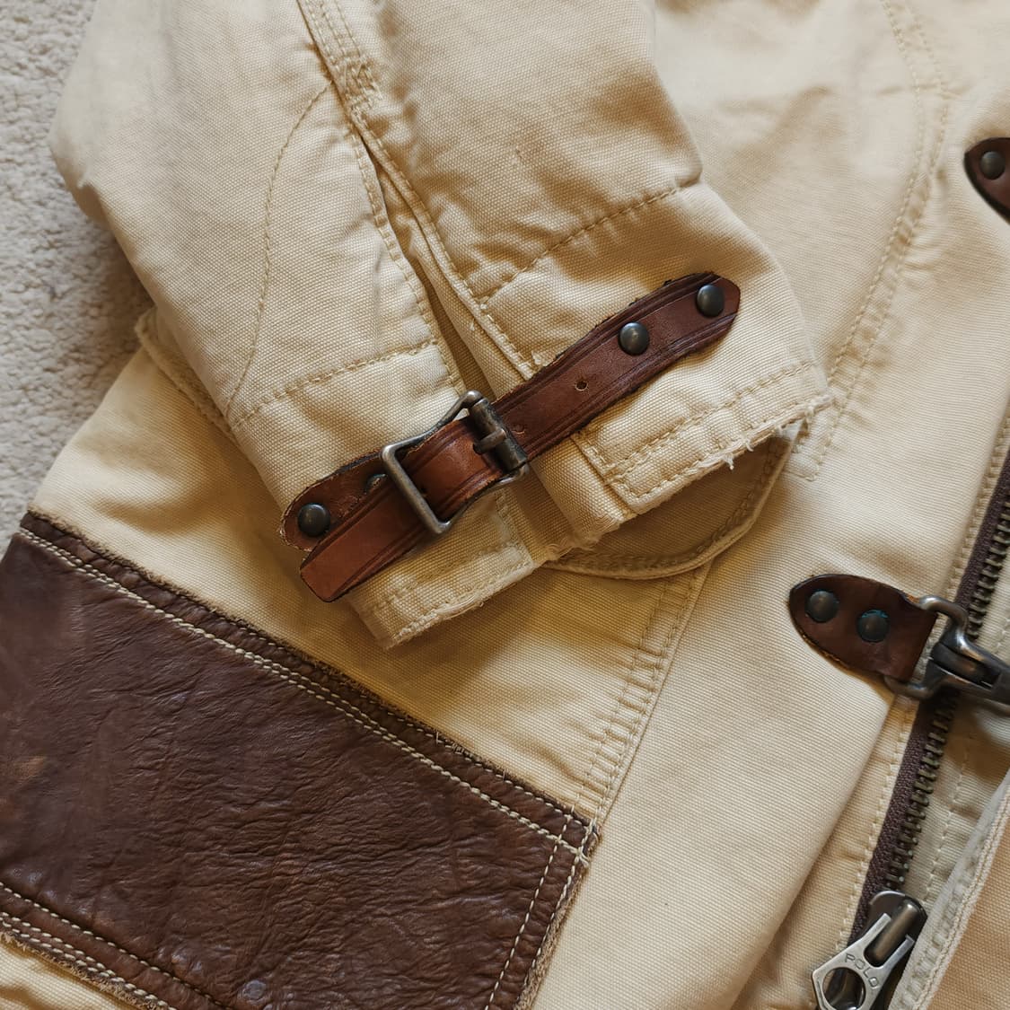 폴로 랄프로렌 파이어맨 자켓 코듀로이 카라 캔버스 레더 XL 상품이미지8