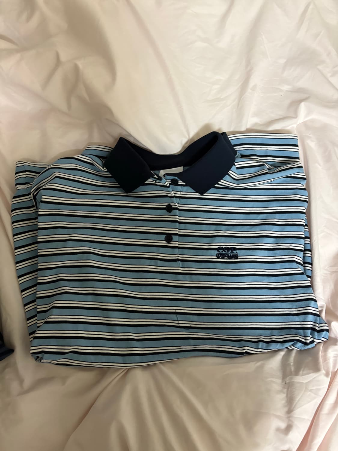 코드그라피 스몰 스퀘어 로고 배색 스트라이프 럭비티-스카이 블루 상품이미지3