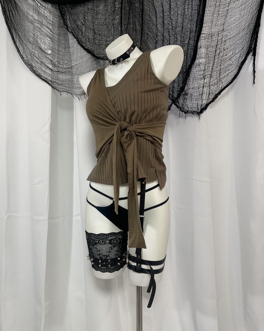 brown sleeveless 상품이미지2