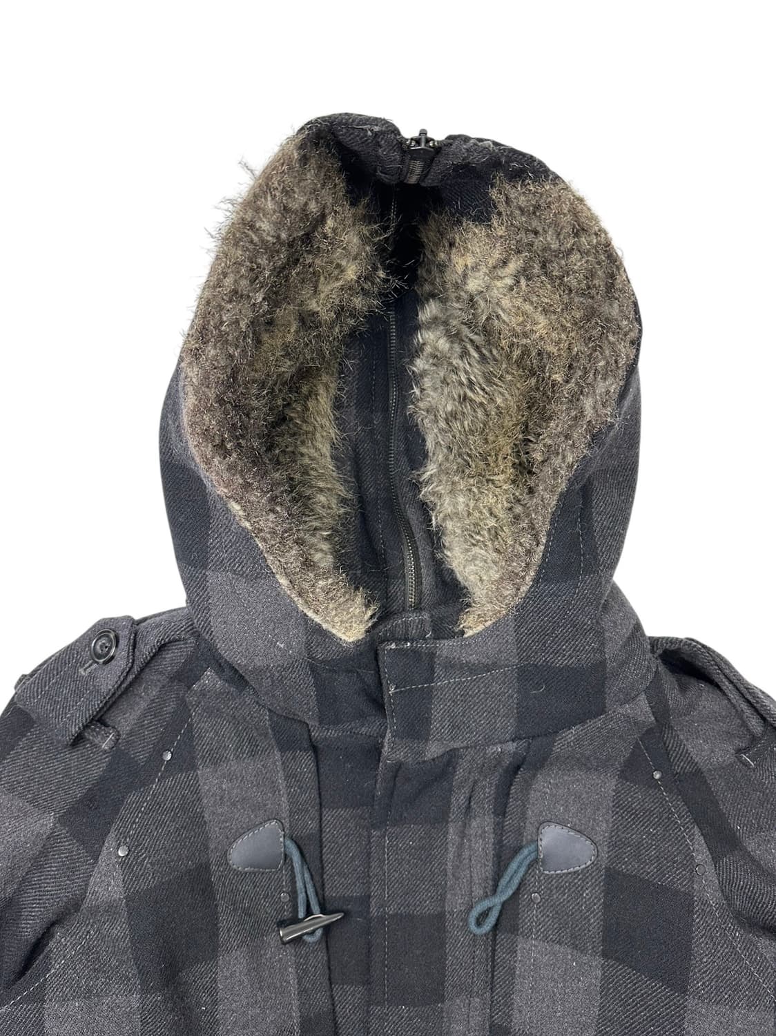 Diesel 체크 퍼 후드 코트 상품이미지3