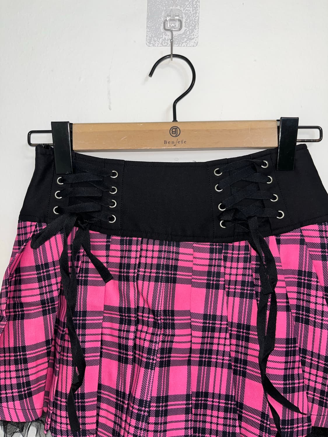 펑크 타탄체크 레이스업 플리츠 스커트 상품이미지3