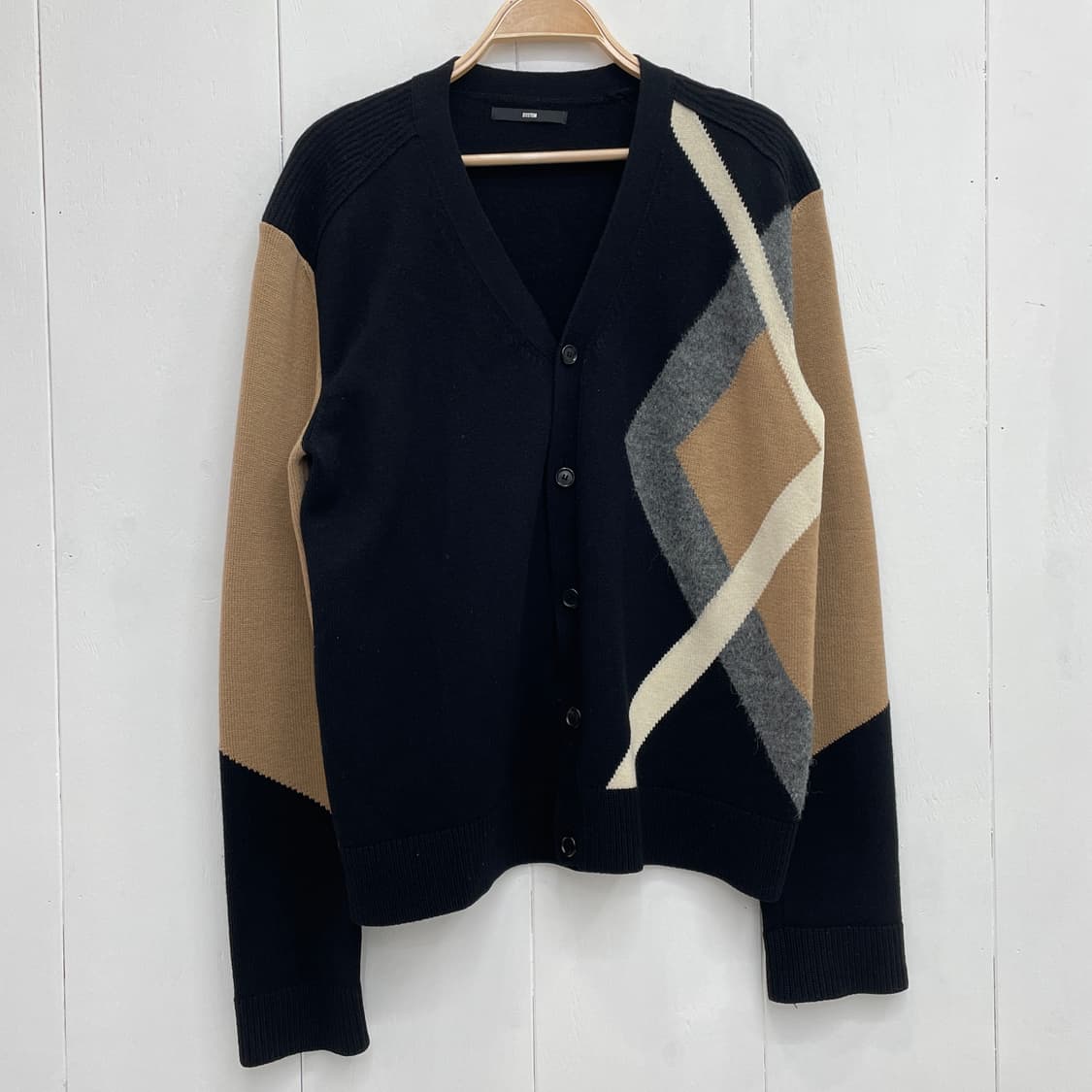 시스템 배색 울 캐시미어 가디건 세미루즈핏 상품이미지2