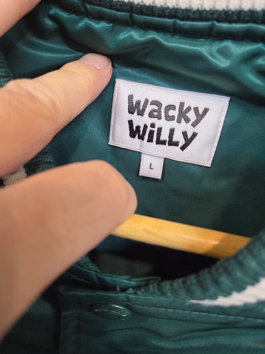 와키윌리 자수로고 바시티 자켓 그린 L 상품이미지3