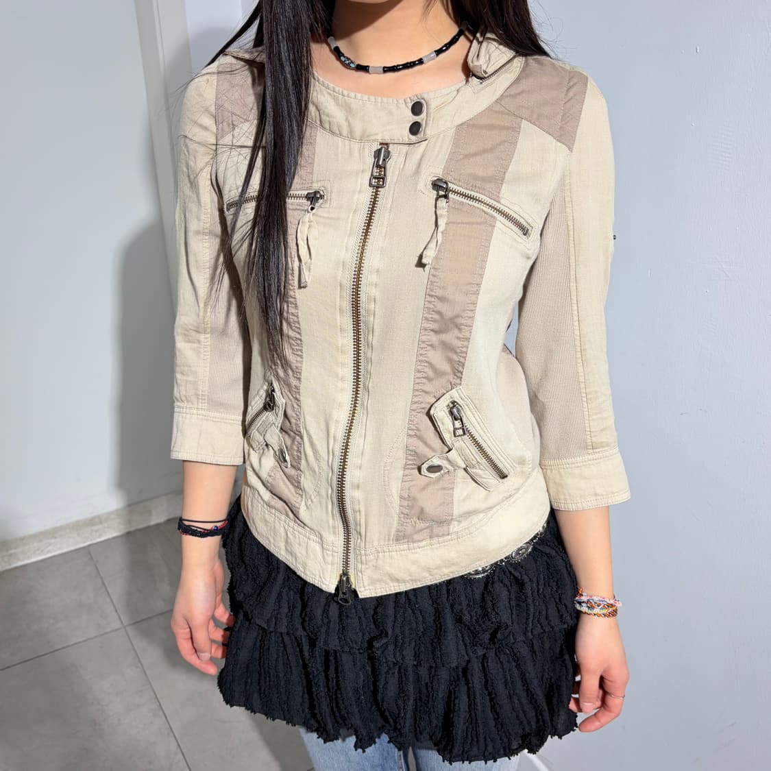 Cynical 베이지 반팔 후드 자켓 상품이미지1