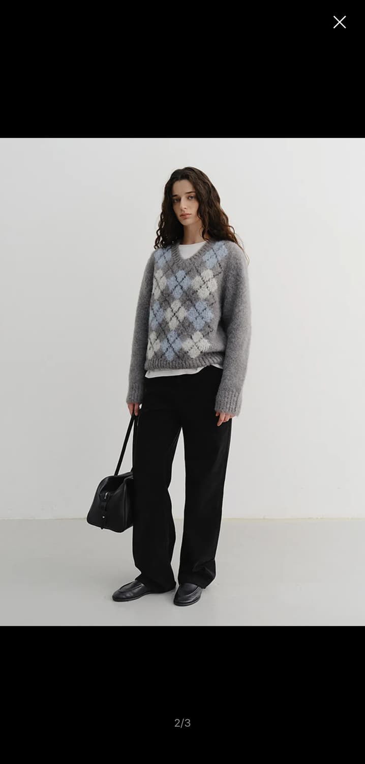 DUNST 던스트 아가일 알파카 니트 S 상품이미지3