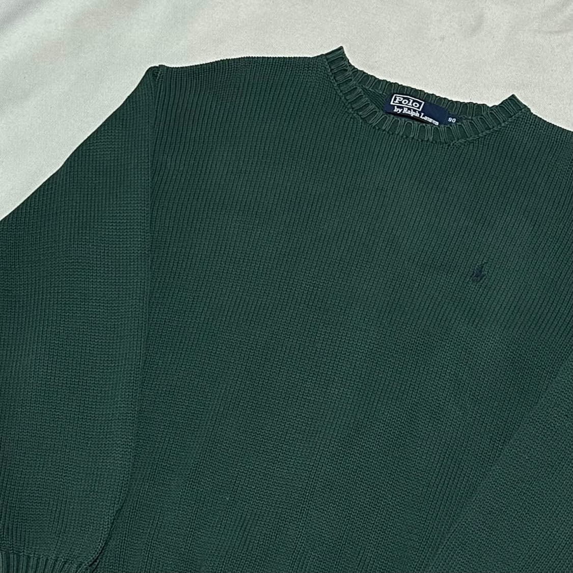 90 폴로랄프로렌 코튼 라운드넥 딥그린 니트 상품이미지1