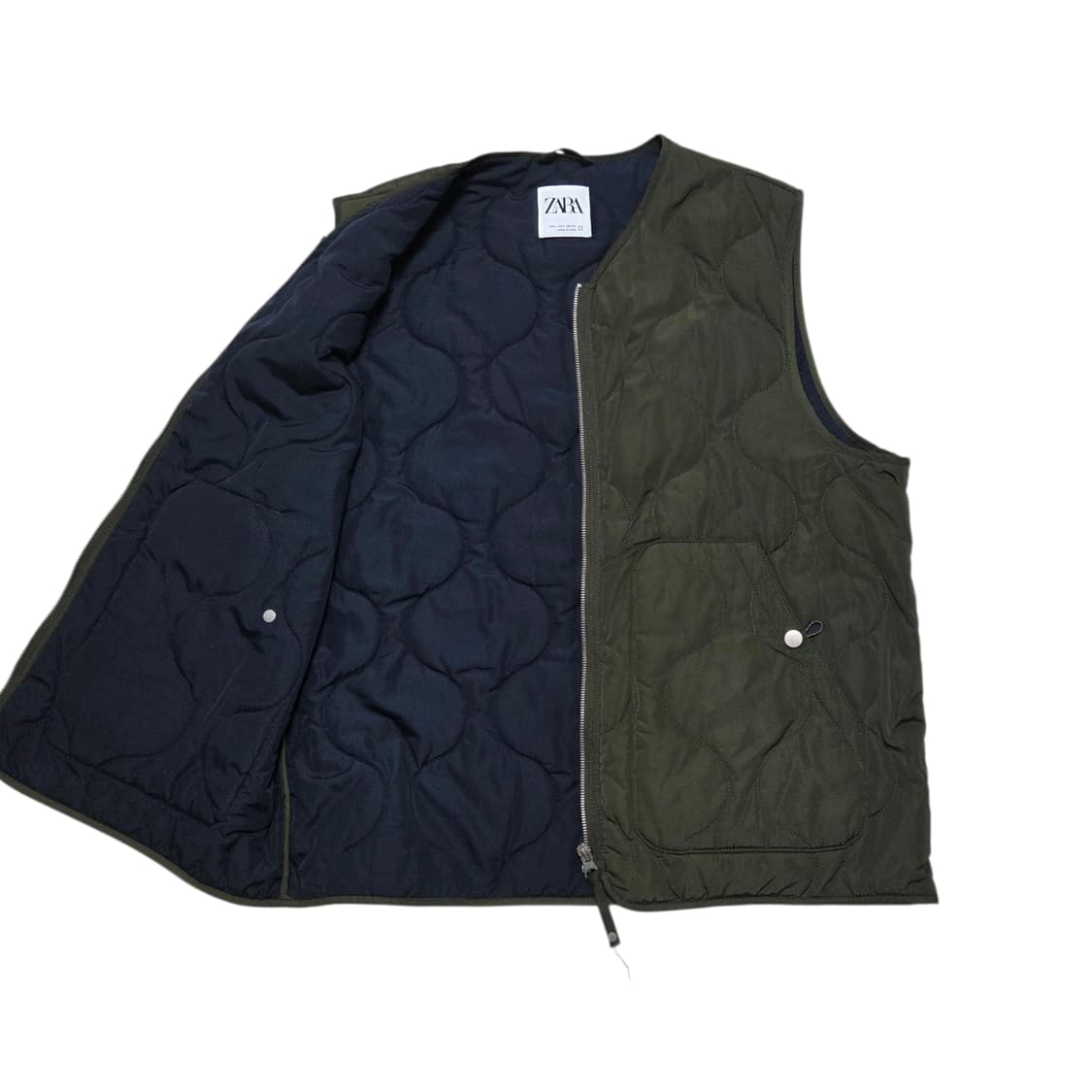 ZARA 카키 퀼팅 조끼 베스트 상품이미지3