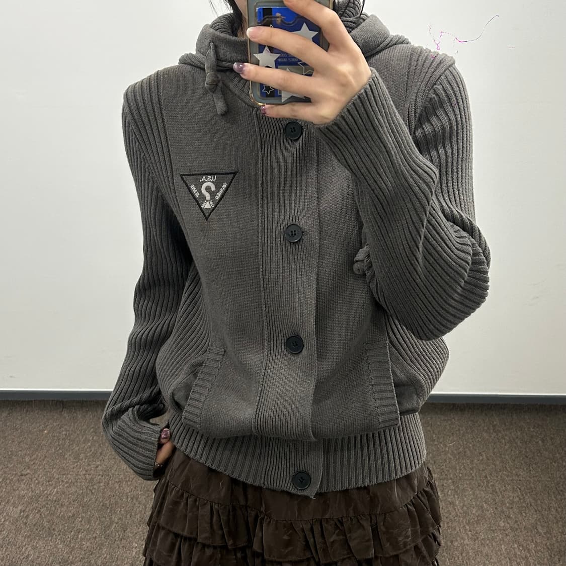 Guess 게스 그레이 후드니트집업 상품이미지2