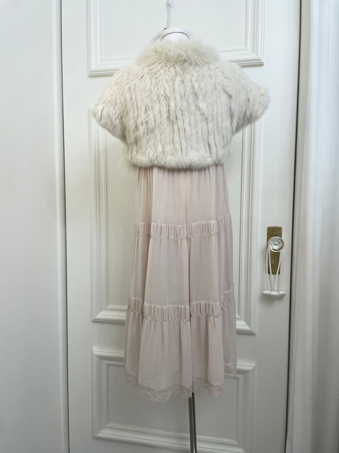 ivory rabbit fur mini bolero(size-9) 상품이미지4