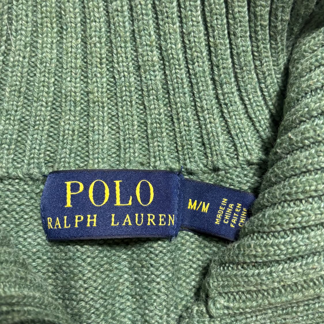 M 폴로랄프로렌 하프 단추 폴라넥 그린 코튼 니트 상품이미지4
