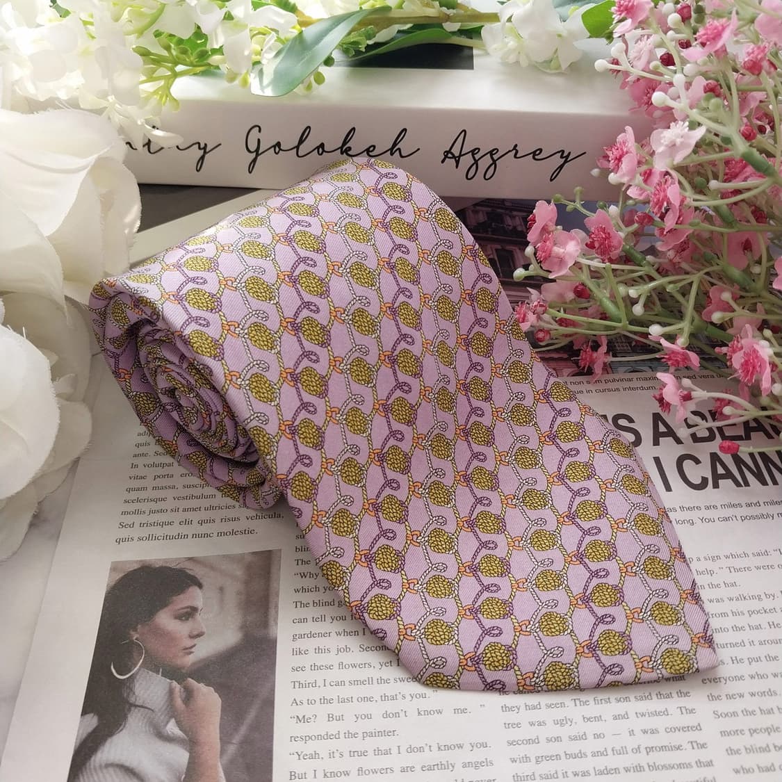 에스 티 듀퐁 실크 연보라 패턴 넥타이 9.5cm A+등급 K1567
 상품이미지2