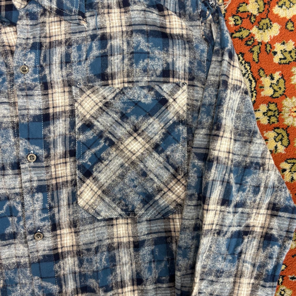 [XL] Kjomm made 블루 빈티지 체크 셔츠 상품이미지4