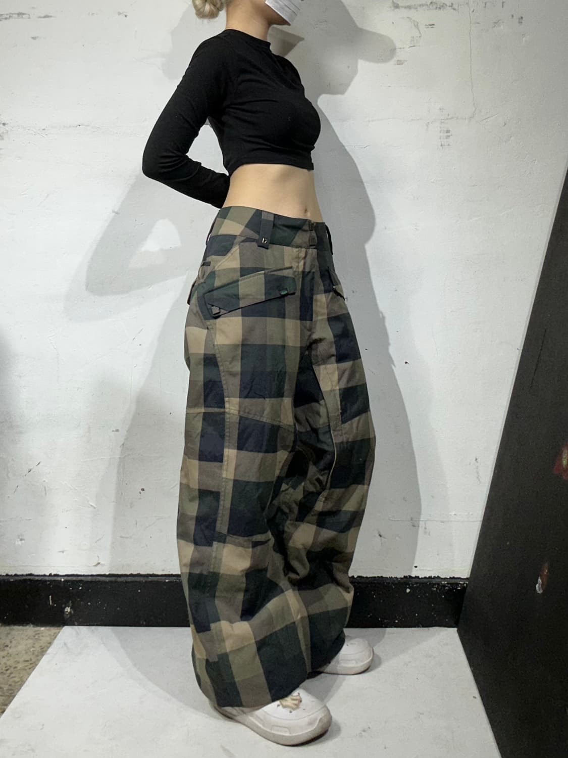 Vans 베이지 와이드 올드스쿨 체크 보드 팬츠 카고 바지 L 상품이미지1