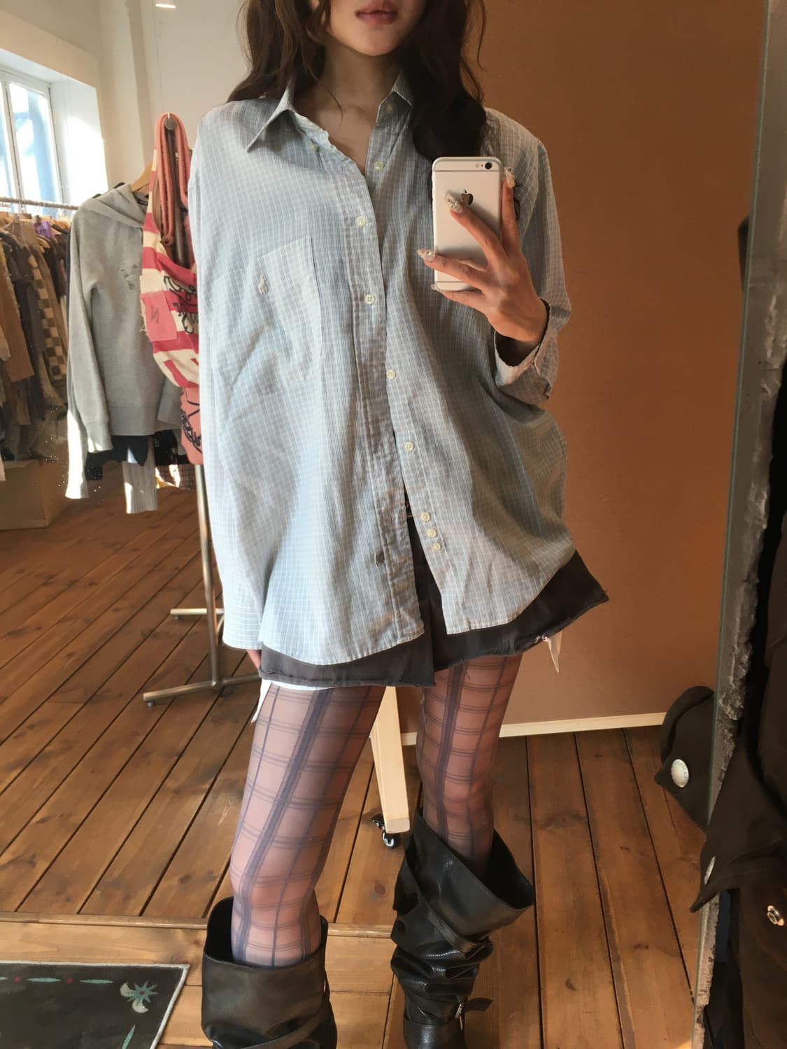 폴로 블루 믹스 체크 셔츠 상품이미지2