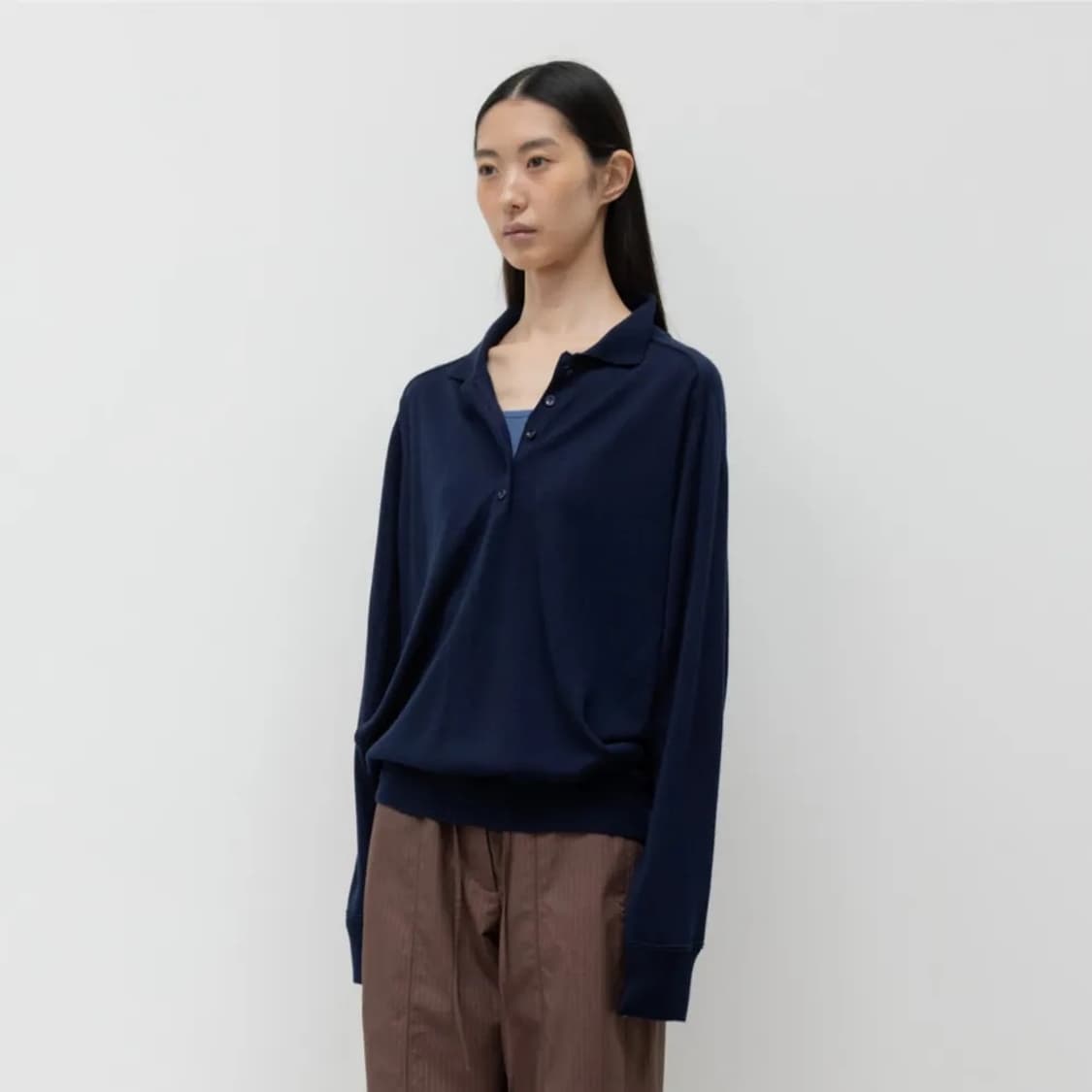 지비에이치어패럴 니트 WOOL SILK POLO KNIT / NAVY 상품이미지2